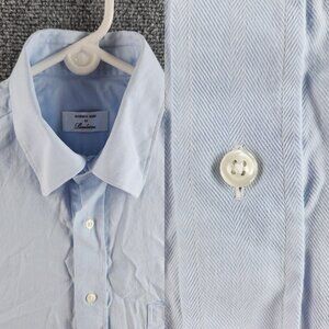 Stenstroms Business Blue Long Sleeve Button Up Cotton Size 15.5 Herringbone Men